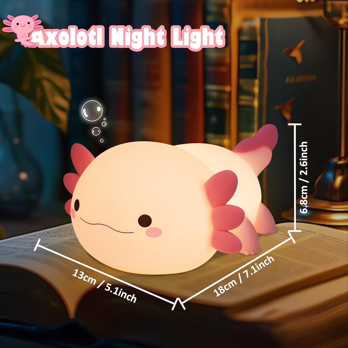 🌸💛Cute Axolotl Touch-Control Night Light 💛🌸
